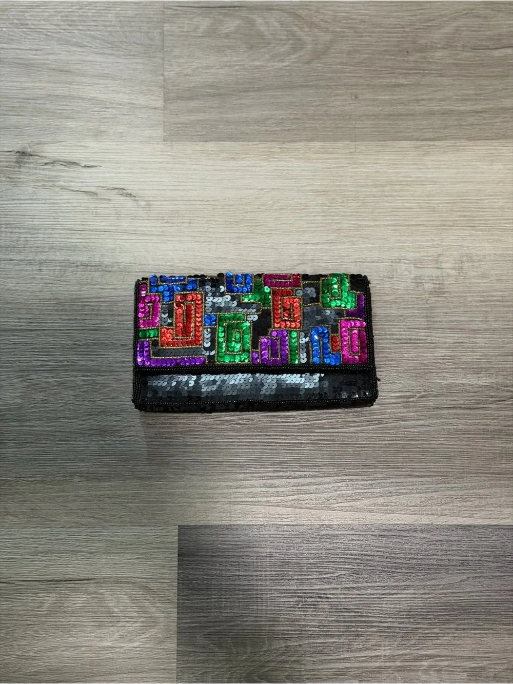 Sequin Embellished Multi-Color Clutch Wallet